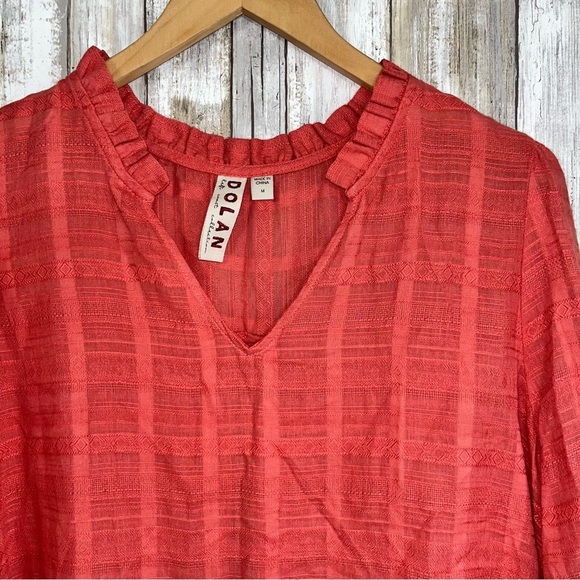 Dolan Left Coast Tandy Ruffle Blouse Peachy Pink Women’s Size Medium - Picture 4 of 5